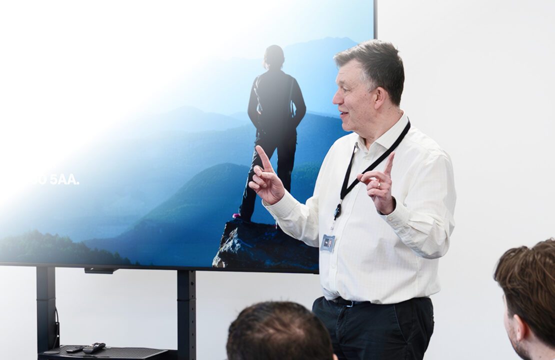 In the Innoval lab looking at Training courses.